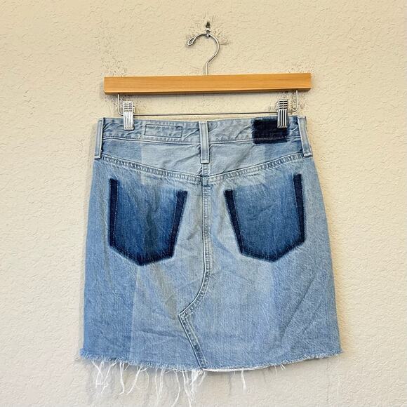 ADRIANO GOLDSCHMIED The Sandy Mini Skirt Blue Denim Frayed Grunge - Picture 2 of 12